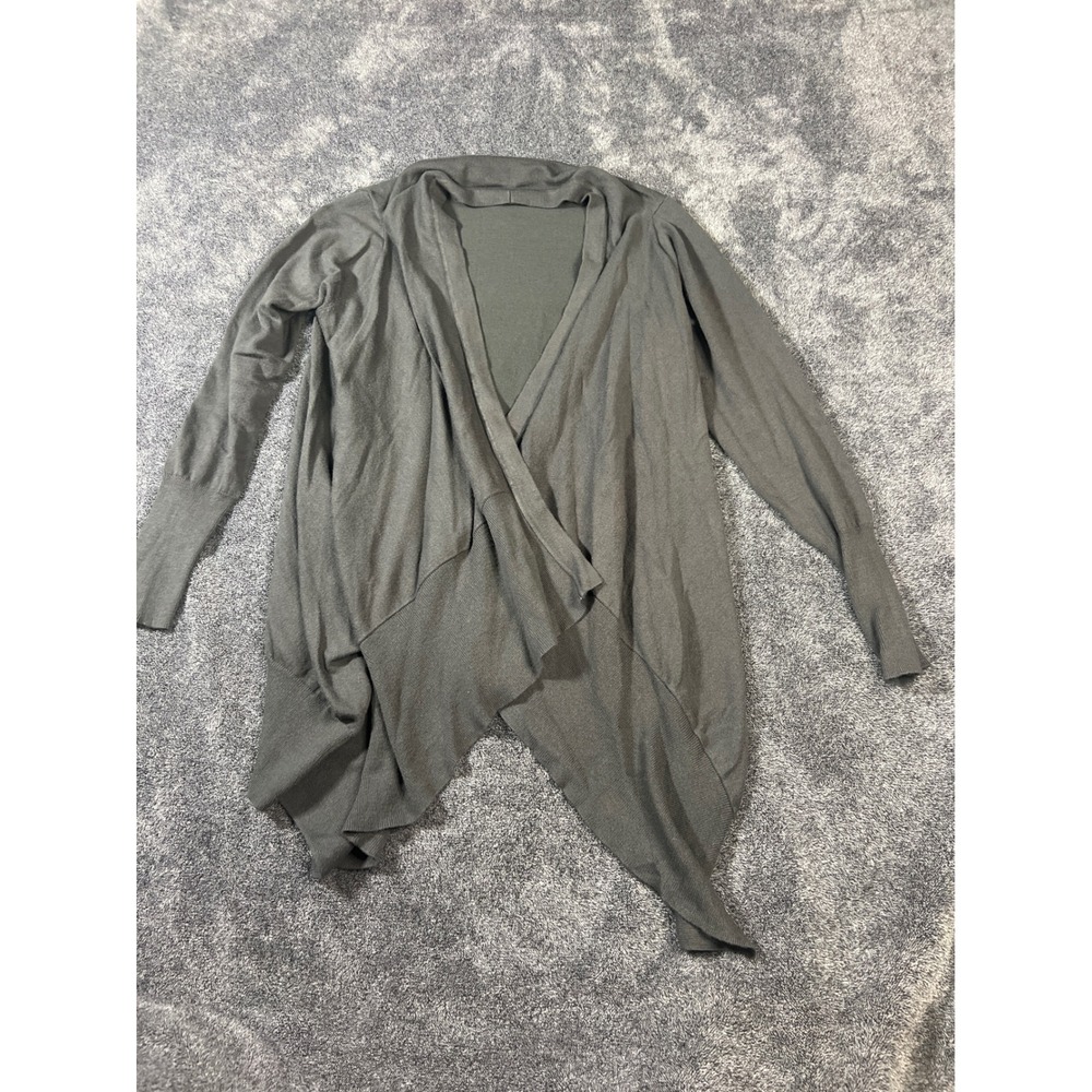 Maurices Womens Medium Olive Green Open Front Draped Waterfall Hem Cardigan